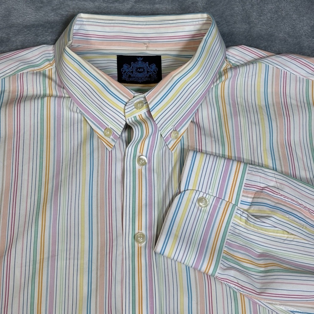 Astor & Black Pastel Stripe Button Down Dress Shirt Size 2xL Preppy Office